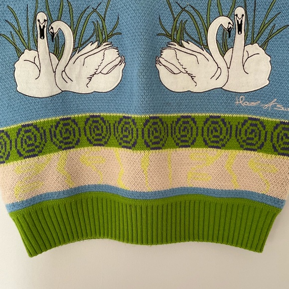 House Of Sunny Swan Lake Vest UK 14 Chunky Knit Jumper ASO The White Lotus - Picture 9 of 13
